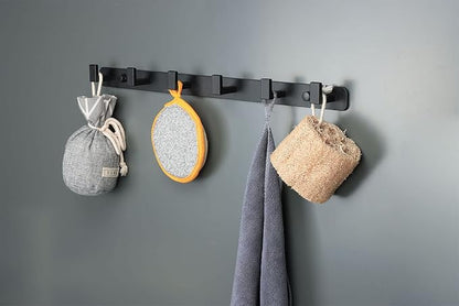 Coat Rack, Heavy Duty Stainless Steel 6 Tri Coat Hook Hanger, Wall Mounted Storage Wall Hooks, Rustic Clothes Hook/Key Hook Rail for Bathroom Kitchen Entryway(6 Hook Black)