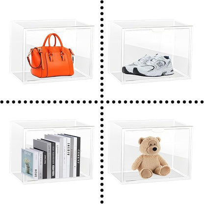 6 Pcs Clear HandPurse Storage Organizer, 15.7"x 11.8"x 9.84" Purse Storage Organizer for Closet Clear Stackable Handbag Display Case Box with Magnetic Door for Collectibles, Cosmetic, Heels