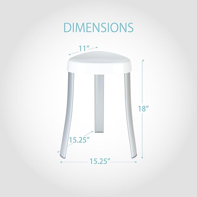 Better Living Products 70060 SPA Seat Shower Stool with Rust Proof Aluminum Legs, White,15.25" x 15.25" x 18"