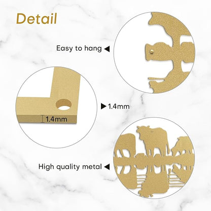 SIGNLEADER Metal Wall Art Decor Herd Minimalist Modern Abstract Wall Sculpture Hangings Home Decoration for Living Room, Bedroom, Bathroom, Kitchen, Outdoor - 36" Gold