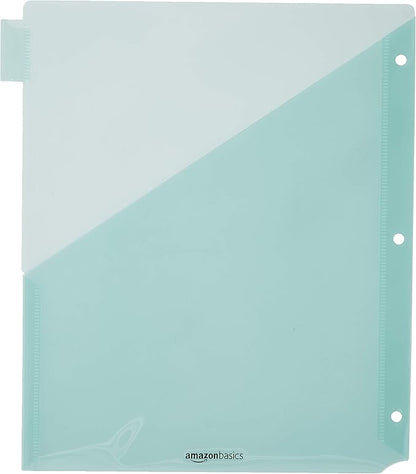 Amazon Basics Tab Dividers for 3 Ring Binder, Two Pocket, Letter Size, Transparent Assorted Colors, 24 Count