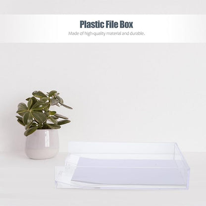 WOFASHPURET Stackable A4 Plastic File Box Desktop Organizing Storage Container Office Document Holder Lightweight File Case for Home and Office