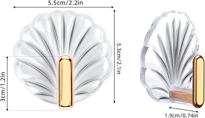 8PCS Shell Clear Adhesive Hooks - No Drill Removable Waterproof for Bathroom, Shower, Kitchen, Reusable Transparent Damage-Free Towels, Bath Sponges & Small Items (Space-Saving)