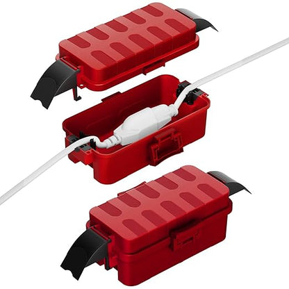 Flemoon [2 Pack] IP55 Small Outdoor Electrical Box Waterproof (Inner 5.9 x 3.2 x 1.8inch), Extension Cord Cover with Detachable Awning Covers for Plug, Outlet, Holiday Lights, Red