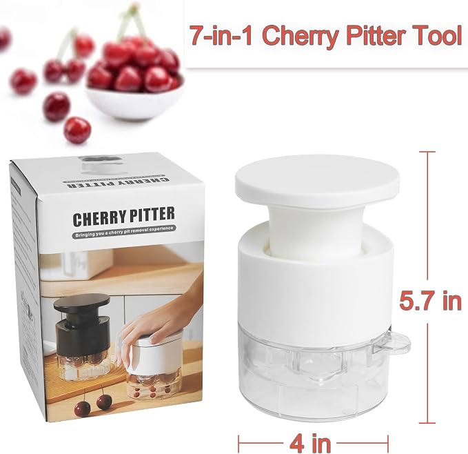 Cherry Pitter Tool 7-in-1, Portable Cherries Seed Remover, Fruit Pit Core Remover for Make Fresh Cherry Dishes, Cherry Pie and Jam and Cocktail Cherries