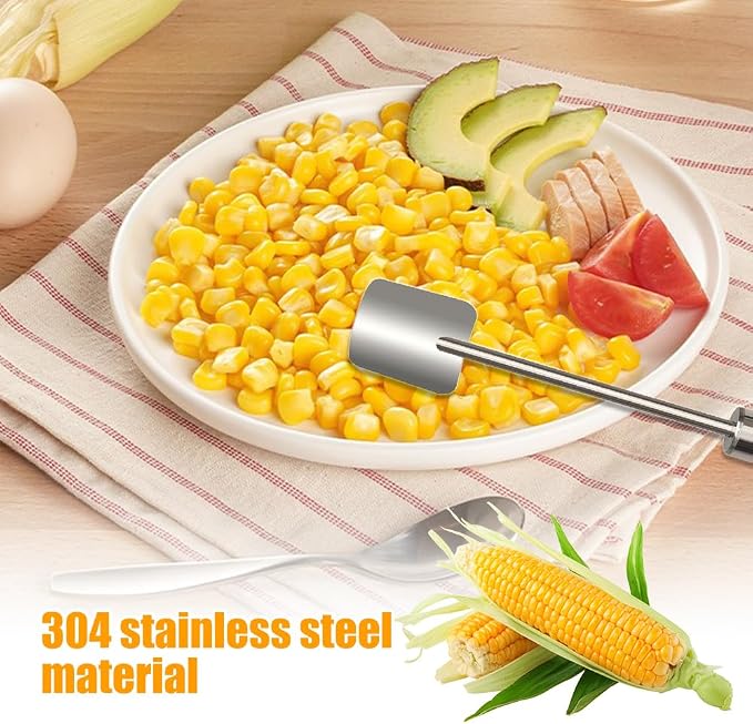 Corn Peeler for Corn on The Cob Stripper Tool, 2025 New Long Handle Stainless Steel Corn Stripper Tool, Quick Corn Kernel Remover Tools for Kitchen Use (2PC)