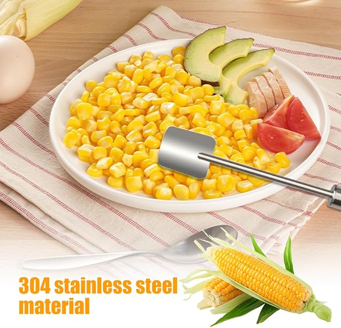 Corn Peeler for Corn on The Cob Stripper Tool, 2025 New Long Handle Stainless Steel Corn Stripper Tool, Quick Corn Kernel Remover Tools for Kitchen Use (1PC)