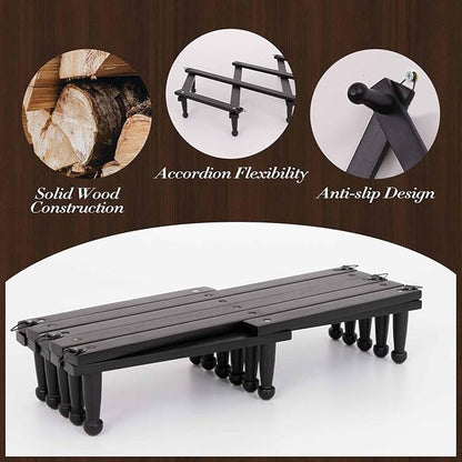 Wall Rack with 20 Hooks, Wooden Wall Expandable Coat Rack for Coat, Hats, Baseball Caps, Coffee Mug, Jewelry(Black)
