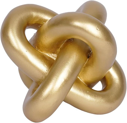 Gold Knot Statue Decor Modern Geometric Round Sculpture Table Sculptures and Figurines Round Decorative Ornaments Knick Knacks Home Decor for Shelves Coffee Table Bookshelf Decoration Gifts