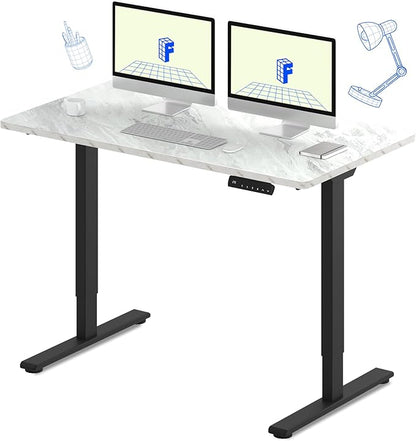 FLEXISPOT E3 Dual Motor Electric Standing Desk 55 x 28 Sit Stand Up Desk, Holds 220 lbs, Adjustable Height w/ Memory Presets, One-Piece Marble Grey Desktop & Black Frame, Ships in 2 Boxes