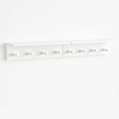 Entrance Coat Rack ，Coat Hooks, Wall-Mounted Wooden Hook Rack, Wall-Mounted Shelves are Very Suitable (White Color Finish—A-2)