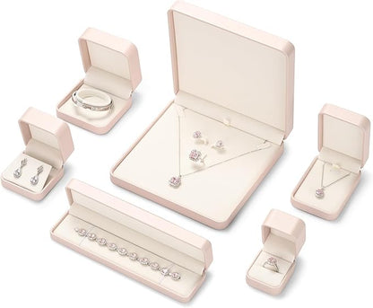 Leather Necklace Gift Box Jewelry Gift Box Pink Necklace Bracelet Chain Case for Wedding Birthday Mother's Day,Valentine's Day (Pink)