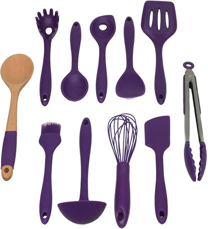 Chef Craft Premium Silicone Kitchen Tool and Utensil Set, 11 Piece, Purple