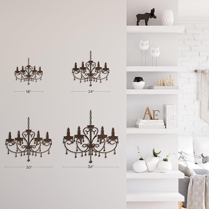 SIGNLEADER Metal Wall Decor Floral Chandelier Candle Minimalist Modern Abstract Wall Sculpture Hangings Home Decoration for Living Room, Bedroom, Bathroom, Kitchen, Outdoor - 30" Bronze