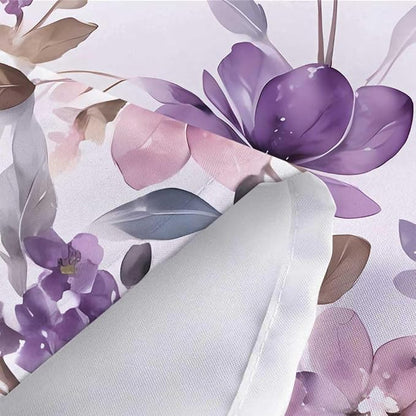 Purple Floral Shower Curtain, Purple Lavender Floral Butterfly Boho Shower Curtains for Bathroom, Farmhous Flower Cute Fabric Shower Curtain Set with 12PCS Hooks, 70X75IN