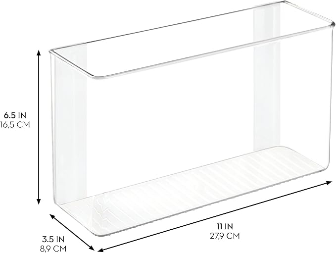 iDesign Adhesive Organizer Bin, Set of 2, Clear | Damage-Free Hanging, For Kitchen, Bathroom, or Office