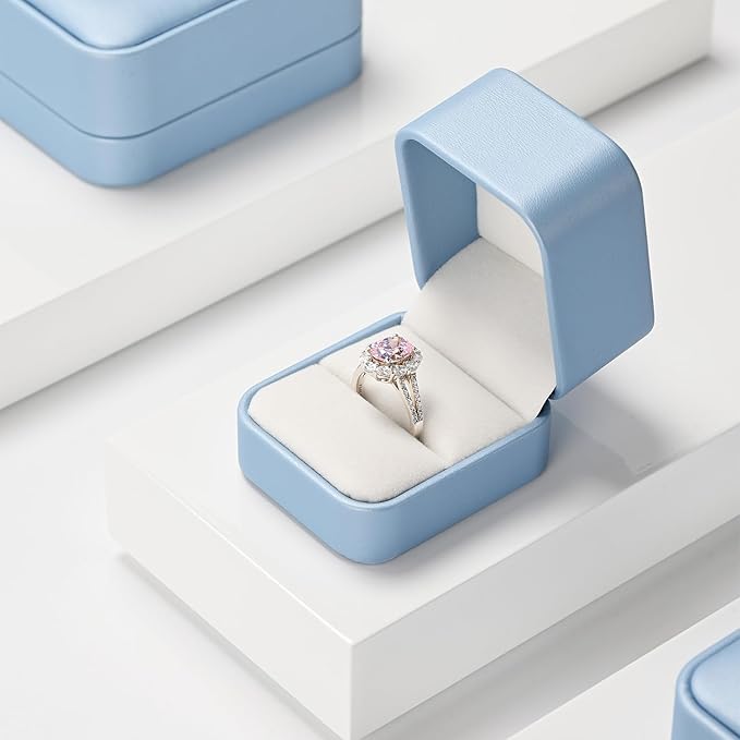 PU Leather Jewelry Ring Box for Proposal Engagement Blue PU Leather Jewelry Ring Gift Box