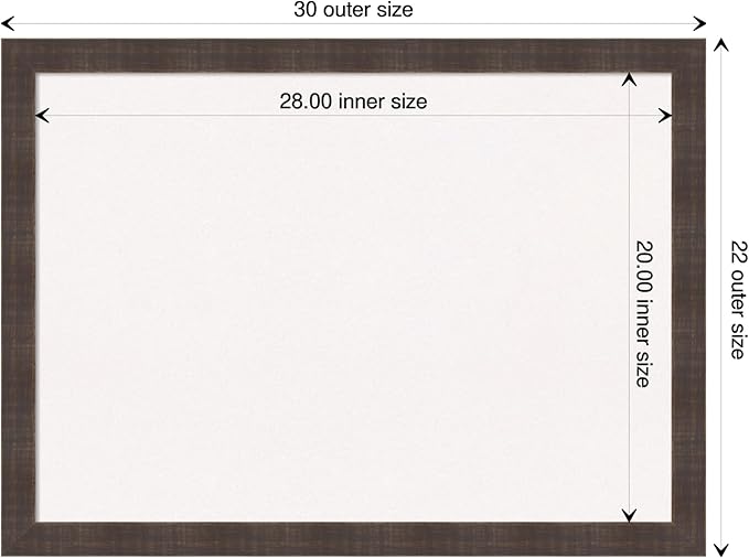 Amanti Art White Cork Board for Wall, 22x30 Vision Board with Brown Wood Frame, Medium Corkboard Office Decor for Home Organization, Rustic Farmhouse Corkboard Pinboard to display items for home