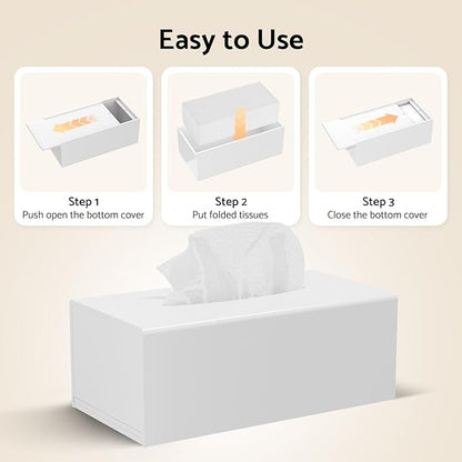 HIIMIEI Tissue Box Cover, Acrylic Tissue Holder Napkin Dispenser for Home Office Restaurant Desk Decor, White Rectangular 9.8x5.1x4.5''