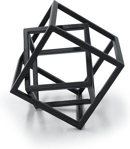 DreamsEden Small Geometric Sculpture, Metal Cube Decorative Ornaments Modern Home Decor Accent