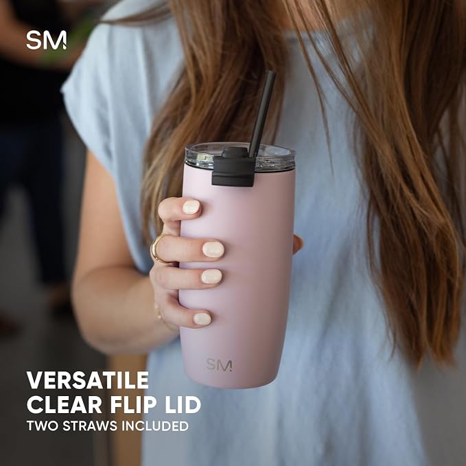 Simple Modern Voyager Tumbler with Flip Lid | Travel Coffee Mug | Insulated Stainless Steel Cold Brew Iced or Hot Coffee Cup | Gifts for Women Men Her Him | 16oz, Stormy Skies