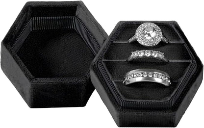 Velvet 3 Slots Jewelry Ring Box Engagement Wedding Box Keepsake Box Bridal Photo Ring Triple Slots Hexagon