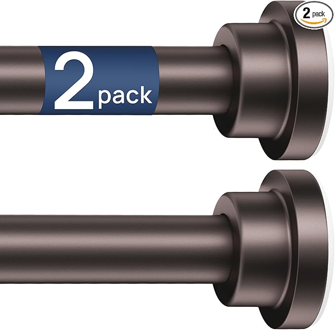 ENJOYBASICS 2 Pack Adjustable Spring Tension Curtain Rods 32 to 78 Inches, Stainless Steel Bronze Shower Rod No Drilling for Window, Bathroom, Closet, Room Divider, 7/8" Diameter