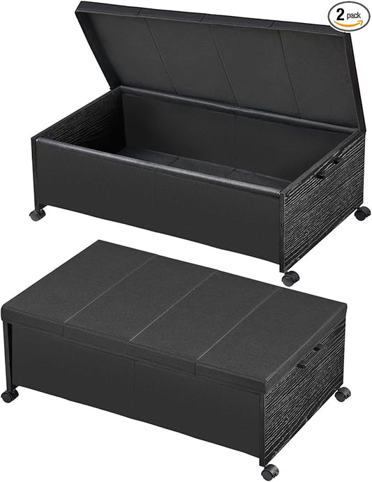 FOUCSSOMEI Under Bed Drawers on Wheels, XXXXL Size, UnderBed Storage with Wheels, Wooden Under Bed Storage, Underbelly Storage, Heavy Duty, Patented Design