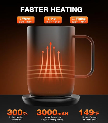 Kepwam Self-Heating Coffee Mug T1, 16oz Rechargeable Heated Coffee Mug, Smart Coffee Warmer Mug with App-Controlled,Advanced Temperature-Controlled Heating Coffee Gifts for Women Men Coffee Lover