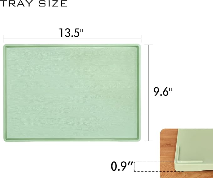 Green Serving Tray (13.5 x 9.6 inch) for Serving Accessory, Spa, Coffee, Drinks, Tea, Bar, Party, Seasoning, Perfume and Display Use.
