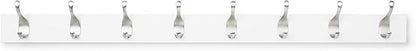Amazon Basics Wall Mounted Modern Coat Rack for Entryway and Bedroom with Versatile Storage Hooks, Rectangular, 8-Hook, White | Rectangular, Modern