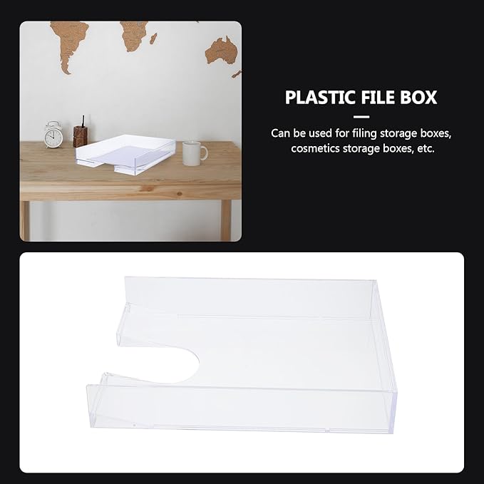 WOFASHPURET Stackable A4 Plastic File Box Desktop Organizing Storage Container Office Document Holder Lightweight File Case for Home and Office
