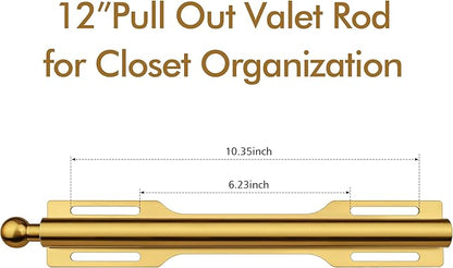 12" Valet Rod for Closet Pull Out (1 Pack, Brushed Gold)