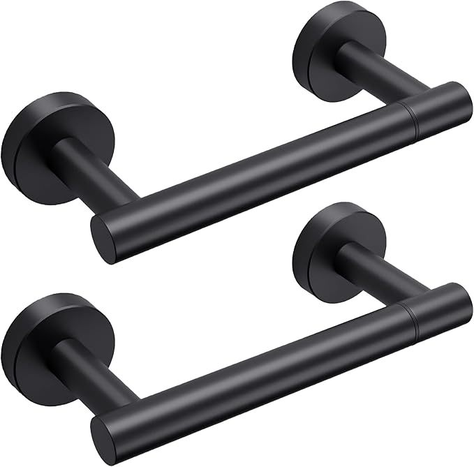 Day Moon™ - Toilet Paper Holder - Modern Roll Holder for Bathroom - 2 Pack - Wall Mount, Black