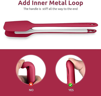 14in Extra Long Silicone Spatula: U-Taste 480ºF Heat Resistant Flexible Baking Mixer Scraper, Large Rubber Mixing Stirring Scraping Seamless Kitchen Turner Utensil for Nonstick Cookware (Red)