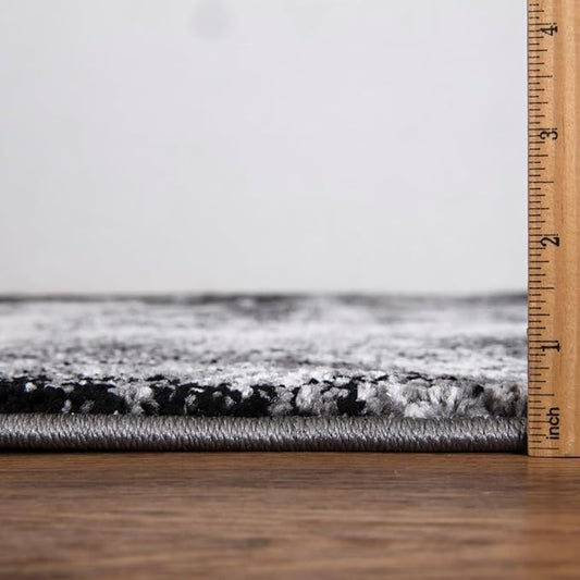 Keen Home Design Area Rugs - 48"x72" Non-Shedding, Thick Pile Abstract Rugs for Kitchen, Living Room, Bedroom, Dining Room, Entryway - Size: 4' x 6', Abstract Black