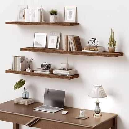 Vivelove 10 Inch Deep Floating Shelves 48 inch Long, 47.2 x 10 Wide Wall Shelves with Invisible Brackets, for Bedroom Bathroom Living Room Kitchen Office, Farmhouse Home Decor, Set of 2, Rustic Brown