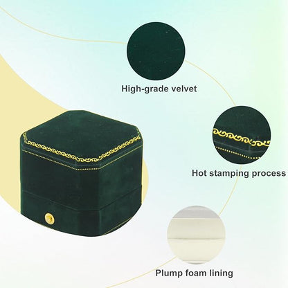 Jewelry Ring Box Small Travel Jewelry Box, Velvet Wedding Ring Box for Business, Engagement, Wedding, Bridesmaid and Holiday Events - Dark Green
