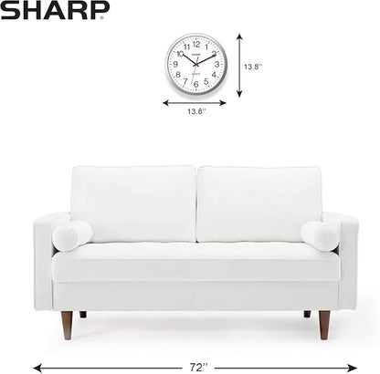 Sharp Wall Clock – Silver, Silent Non Ticking 14 Inch Quality Quartz Battery Operated Round Easy to Read Home/Kitchen/Office/Classroom/School Clocks, Sweep Movement