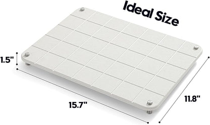 Razborci Stone Dish Drying Mat for Kitchen Counter, Water Absorbing Bathroom Tray Sink Organizer, Diatomaceous Earth Countertop Dish Rack Riser Sponge Holder Soap Dish, Gray Beige, 16" x 12"