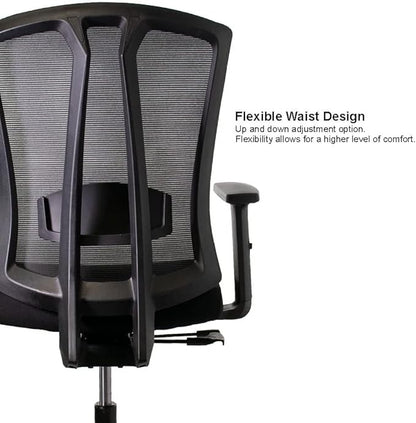 SUNLINE Ergo Classic Ergonomic Office Chair - Desk Chair with Adjustable Lumbar Support, Foam Seat Cushion, Mesh Back, and Smooth Casters - Ideal as Computer Chair, Home - Black, 330 lbs