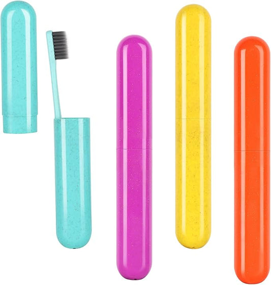 Hooqict 4 Pack Travel Toothbrush Case Portable Travel Toothbrush Holder Plastic Toothbrush Container Protector Cover for Traveling, Camping, Home, School, Business