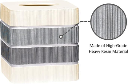 Resin Tissue Box Cover for Modern Home Decor - Minimalist Square Tissue Box Holder for Guest Room, Bedroom, Bathroom, Tabletop & Office - Durable and Aesthetic Tissue Holder, Modern