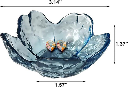 Amber Crystal Flower Jewelry Ring Dish, Clear Trinket Bowl, Cute Nightstand Decor Ring Holder for Women, Home Decor Gifts for Women, Wedding, Birthday, Mother's Day