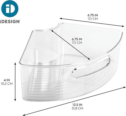 iDesign Plastic Lazy Susan Cabinet Storage Bin, 1/4 Wedge Container for Kitchen, Pantry, Counter, BPA-Free, 12.5 in x 6.75in x 4in Set of 4, Clear