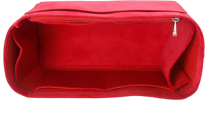 Purse Organizer Insert, Suede Bag Organizer Handbag Tote Shaper, Suede Material, Soft and Non Damaging Bag (Slender Medium,Red)