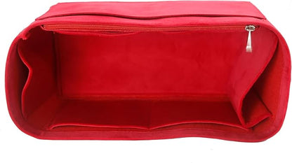 Purse Organizer Insert, Suede Bag Organizer Handbag Tote Shaper, Suede Material, Soft and Non Damaging Bag (Slender Large,Red)