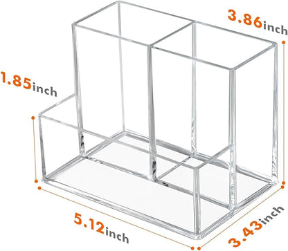 Pen Holder for Desk, Clear Acrylic Pencil Holder for Desk, Marker Holder with 3 Compartments, Pencil Organizer for Home, Office, Classroom, Bathroom | for Desk, Pencil Holder, for Desk, Marker Holder, Pencil Organizer