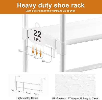 WOWLIVE 9 Tiers White Shoe Rack for Closet Shoe Rack Storage Organizer for Entryway 30-35 Pairs Stackable Shoe Shelf for Front Entrance Metal Pipes with Plastic Connectors