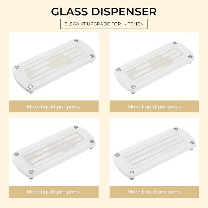 [Luxury] Kitchen Soap Dispenser Set - 16OZ White Glass Bottle, Stainless Steel Pump, Instant Dry Tray, Waterproof Labels, Non-Slip Silicone Pad, and Dish Brush | Upgrade for Your Kitchen and Bathroom